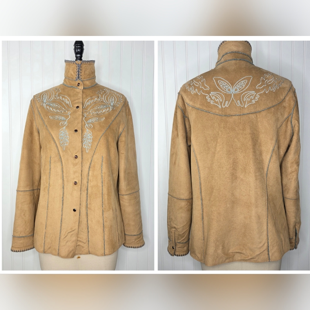 Tasha Polizzi Embroidery Suede Womens Jacket‎ Size M